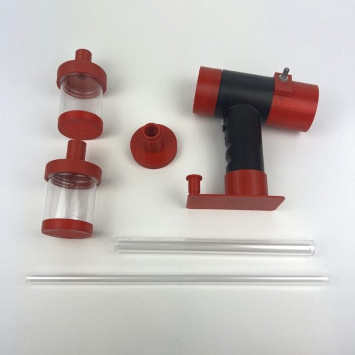 Mosquito Mover (red and black) on white background.