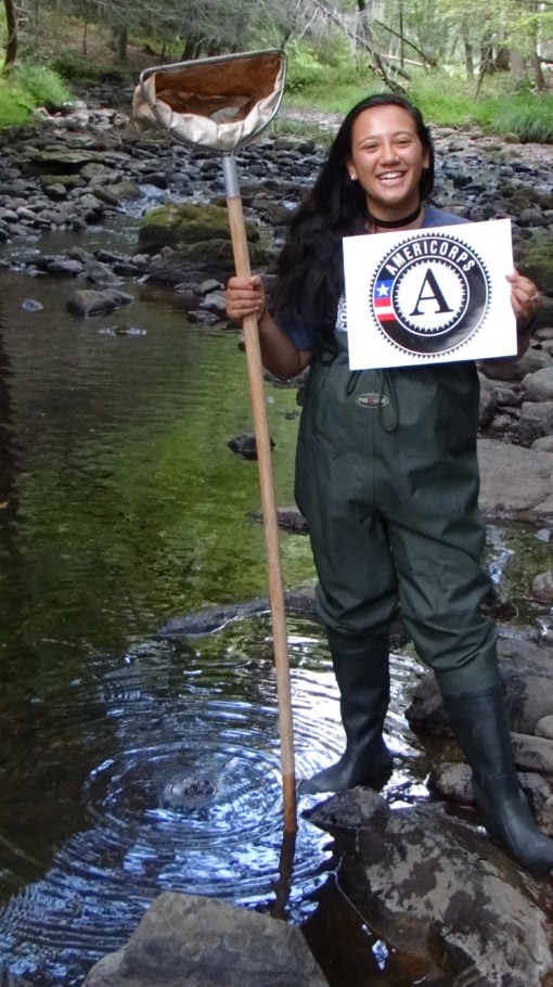 Carmela holding an Aquatic Insect Net when she was a NJ Watershed Ambassador.